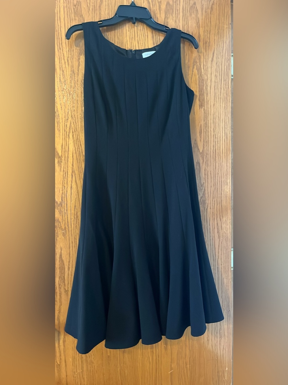 Calvin Klein Navy Pleated Fit-and-Flare Midi Dress